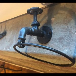Industrial Cast Iron Faucet Towel Ring